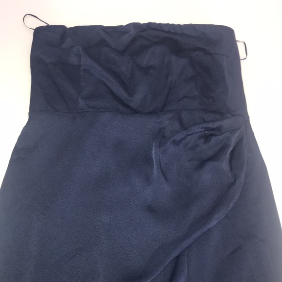 Cushnie Navy Blue Strapless Side-Slit Asymmetrical-Hem Dress Size 12 - Picture 12 of 14